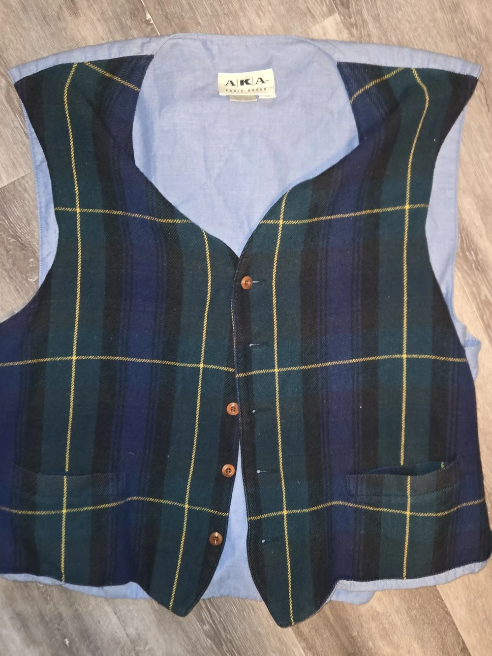 Vintage AKA Eddie Bauer Wool Tartan Plaid Pointed Vest Mens 2x Waistcoat USA 90s